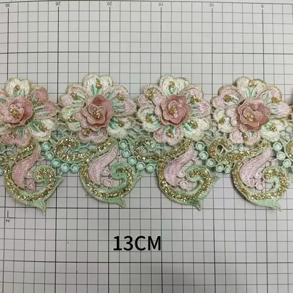 Модна високоякісна коротка тривимірна квіткова блискітка мережива, що підходить для суконь та інших аксесуарів