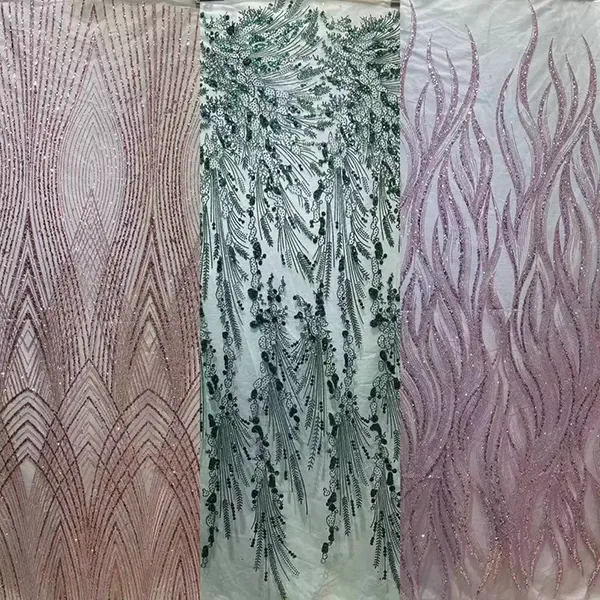 New Arrival Velvet Laser Cut Flower Pattern Lace Fabric