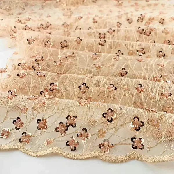 New Arrival Velvet Laser Cut Flower Pattern Lace Fabric