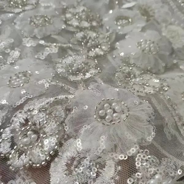 New Arrival Velvet Laser Cut Flower Pattern Lace Fabric