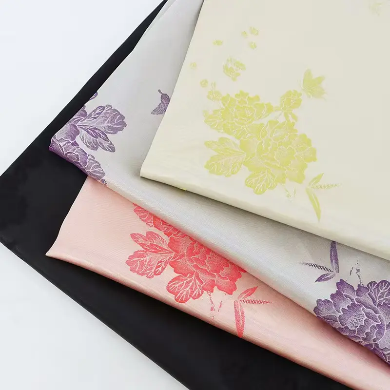 Textured Raised Emboss Colorful Radial Cationic Jacquard Fabric For Dresses