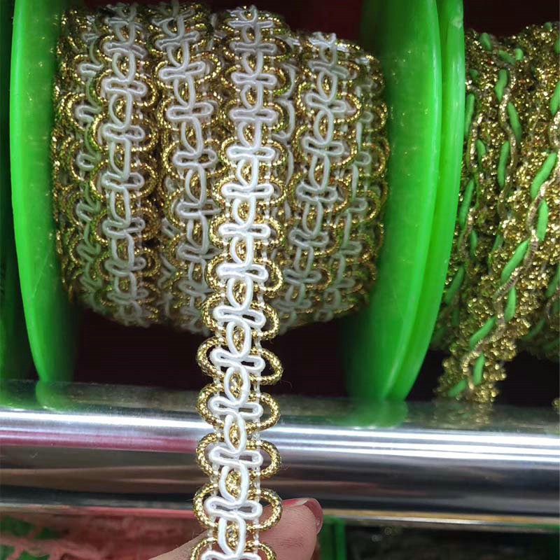 Clothing Accessories Gold and Silver Metallic Border Lace Trim Multicolor Sequin Gold Thread Metallic Lace Trim