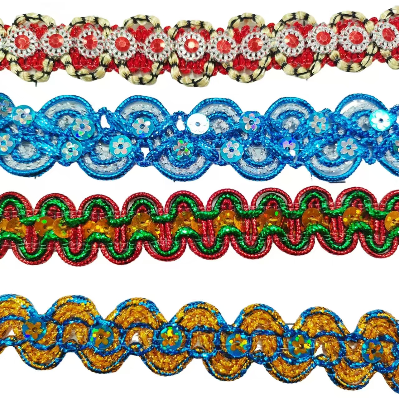 Clothing Accessories Gold and Silver Metallic Border Lace Trim Multicolor Sequin Gold Thread Metallic Lace Trim