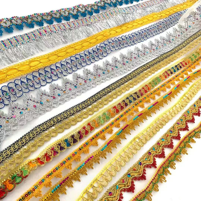 Clothing Accessories Gold and Silver Metallic Border Lace Trim Multicolor Sequin Gold Thread Metallic Lace Trim